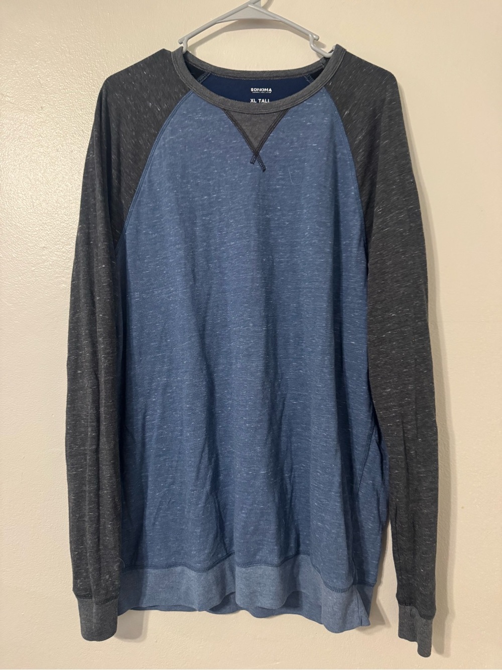 Sonoma Two-Tone Raglan Sweatshirt in Blue and Charcoal